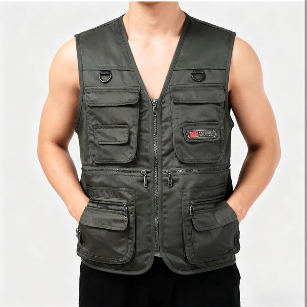 Quick Drying Fishing Vest Multi Functional Multi Pocket Mesh Hiking Jacket Large - Picture 5 of 6
